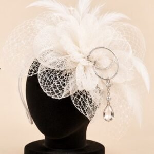 Bibi plumes et voilette · blanc