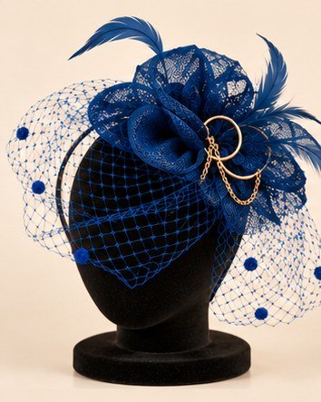 Bibi plumes et voilette · bleu