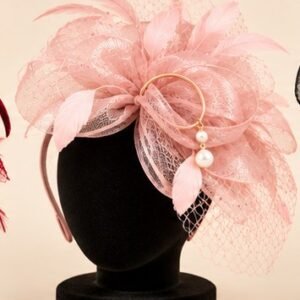 Bibi plumes et voilette · rose