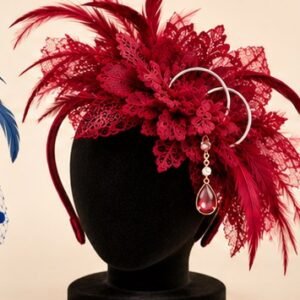 Bibi plumes et voilette · rouge