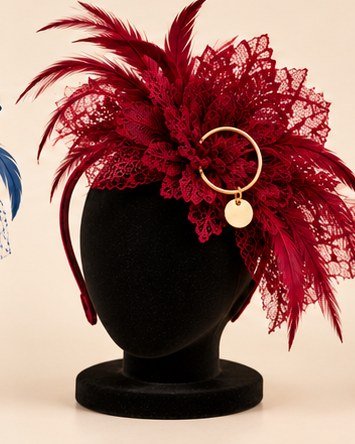 Bibi plumes et voilette · rouge – Image 2