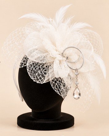 Bibi plumes et voilette · blanc
