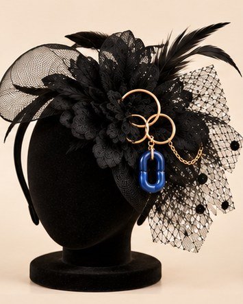 Bibi plumes et voilette · noir