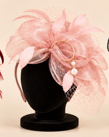 Bibi plumes et voilette · rose