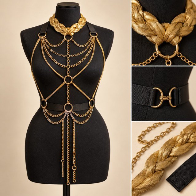 Armure souple · Bijou de corps tressé et chaînes