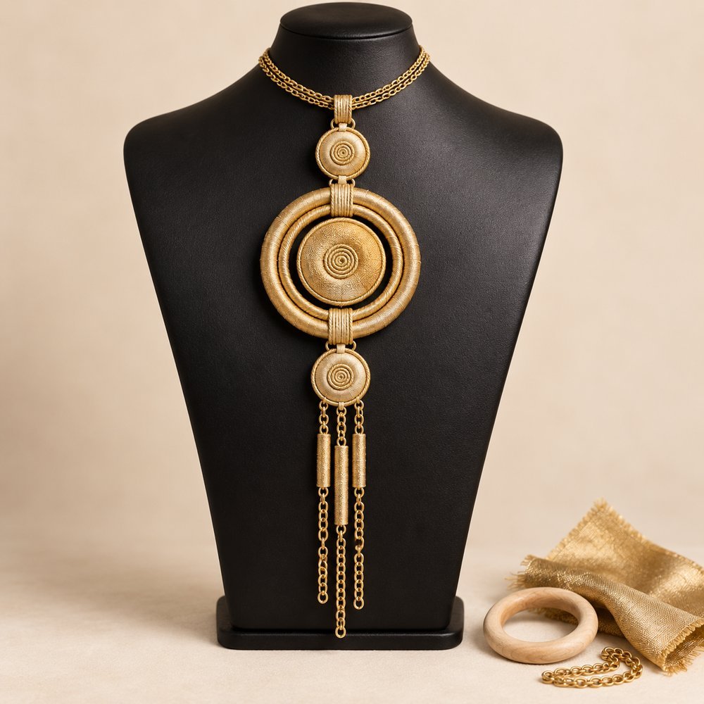 Pendentif Solaris sur buste noir.